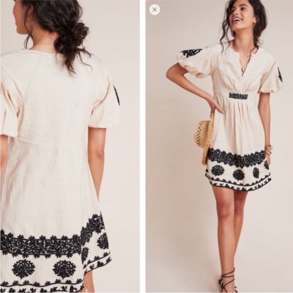 Anthropologie Orla Embroidered Dress NWT Size 4 With Pockets 100% Cotton - Picture 2 of 10